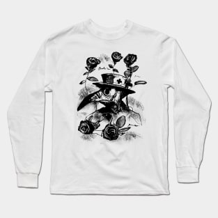 Medieval Plague Doctor - Black Death Roses Bird Mask (SCP 049) Long Sleeve T-Shirt